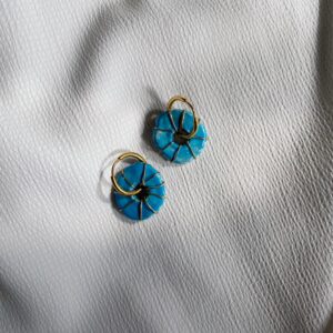 oorbellen keramiek blauw goud